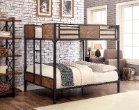 Wood and Black Metal Full over Full Bunk Bed - Clapton