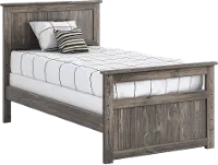 Rustic Driftwood Twin Panel Bed - Fort