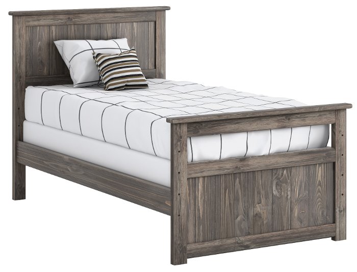Rustic Driftwood Twin Panel Bed - Fort