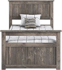 Rustic Driftwood Twin Panel Bed - Fort-2