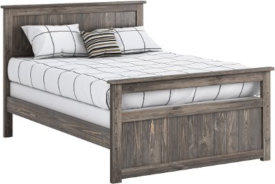 Rustic Driftwood Full Size Panel Bed - Fort