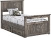 Rustic Driftwood Twin Storage Bed with 2 Drawers - Fort