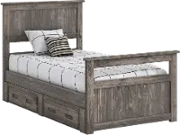 Rustic Driftwood Twin Storage Bed with 2 Drawers - Fort