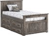 Rustic Driftwood Twin Storage Bed with 4 Drawers - Fort