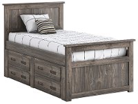 Rustic Driftwood Twin Storage Bed with 4 Drawers - Fort