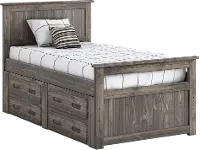 Rustic Driftwood Twin Storage Bed with 4 Drawers - Fort