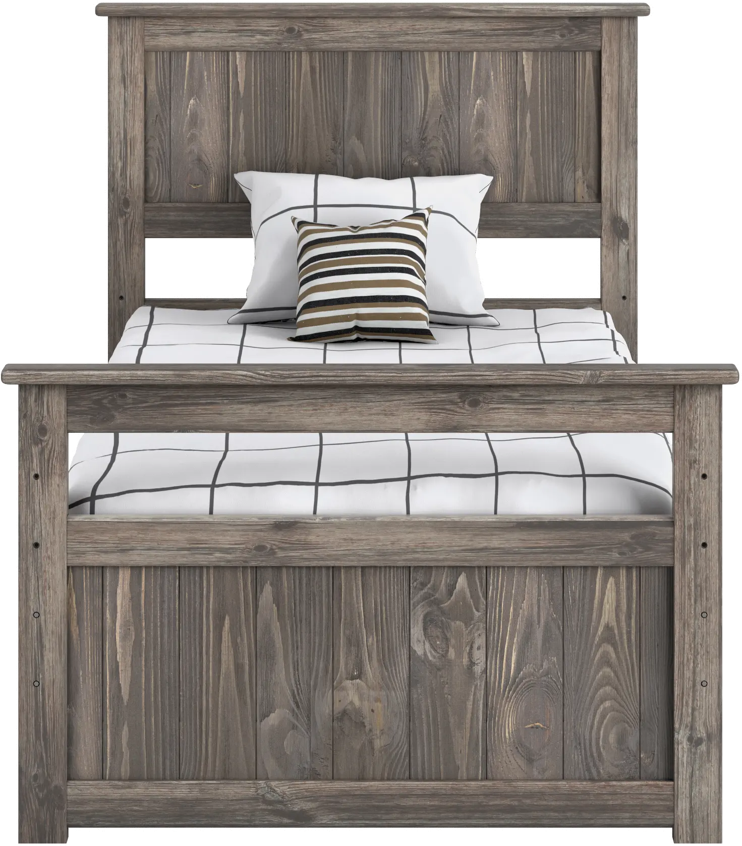 Rustic Driftwood Twin Storage Bed with 4 Drawers - Fort-2