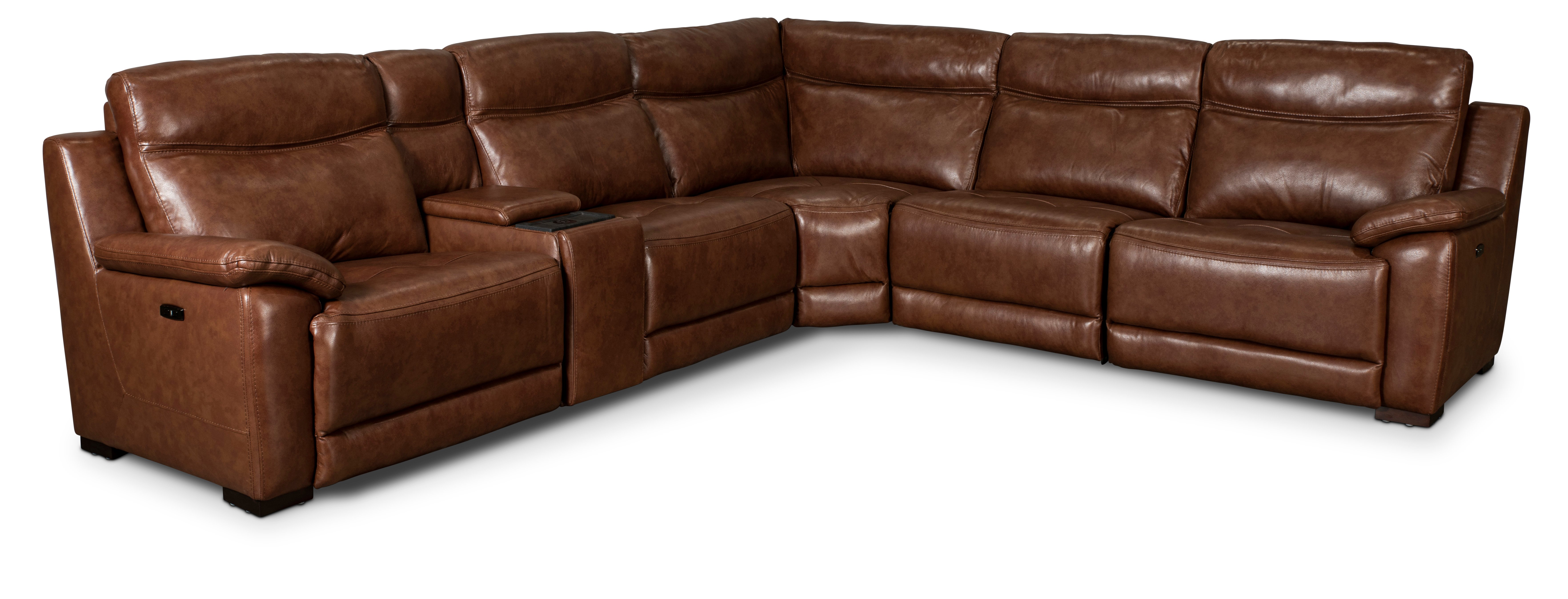 Kobe Brown Leather-Match 6 Piece Power Reclining Sectional-1