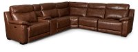 Kobe Brown Leather-Match 6 Piece Power Reclining Sectional