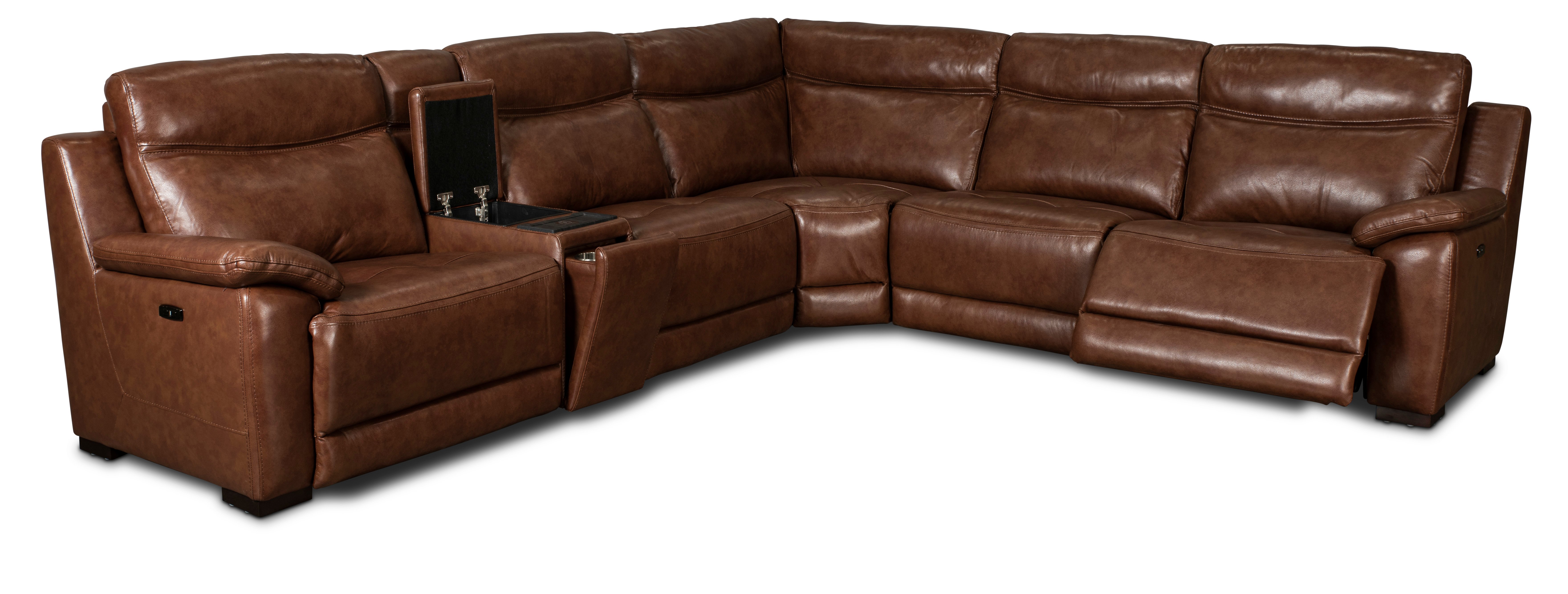 Kobe Brown Leather-Match 6 Piece Power Reclining Sectional-3