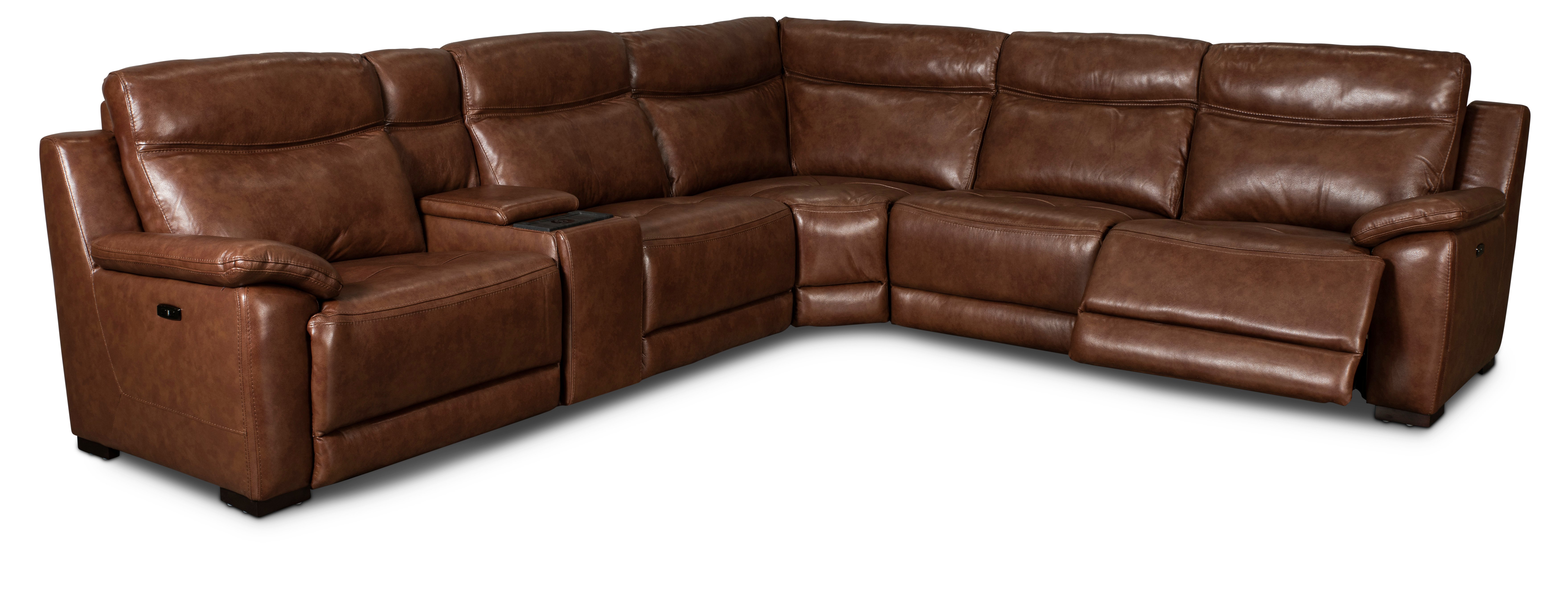 Kobe Brown Leather-Match 6 Piece Power Reclining Sectional-5
