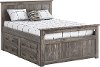 Rustic Driftwood Full Storage Bed with 4 Drawers - Fort