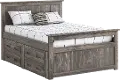 Rustic Driftwood Full Storage Bed with 4 Drawers - Fort
