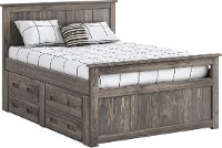 Rustic Driftwood Full Storage Bed with 4 Drawers - Fort