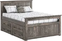 Rustic Driftwood Full Storage Bed with 4 Drawers - Fort