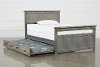 Rustic Driftwood Full Panel Bed with Trundle - Fort