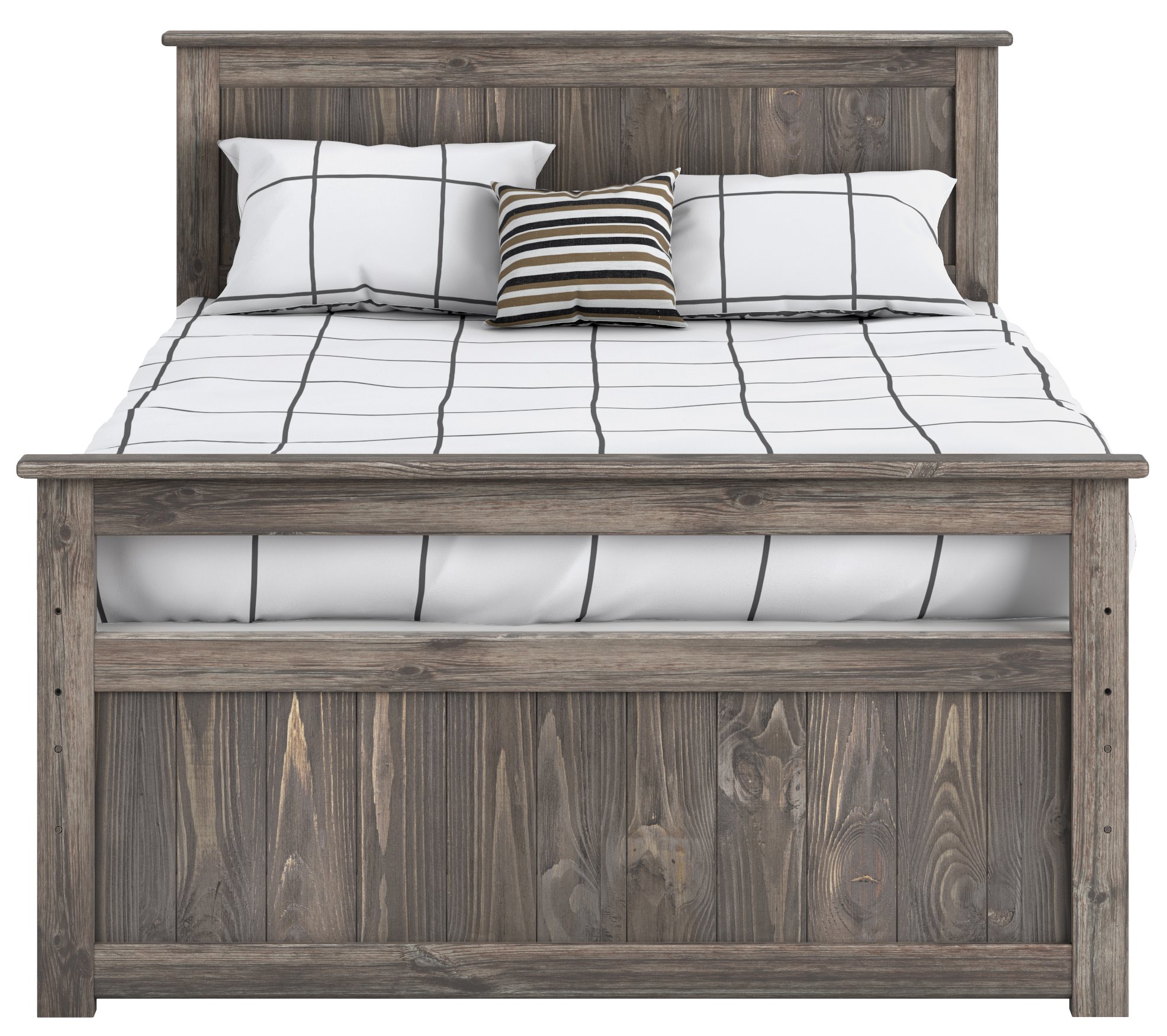Rustic Driftwood Full Panel Bed with Trundle - Fort-2