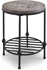 Emery II Round Antique Country End Table