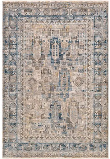 MBE2302-575 Mirabel 5 x 8 Traditional Navy Denim and Cream Area Rug-1