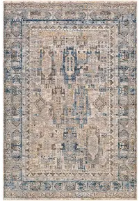 MBE2302-575 Mirabel 5 x 8 Traditional Navy Denim and Cream Area Rug