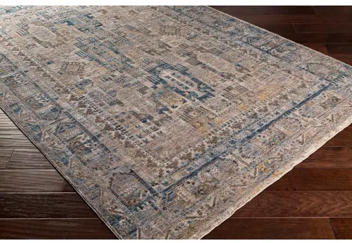 MBE2302-575 Mirabel 5 x 8 Traditional Navy Denim and Cream Area Rug-2