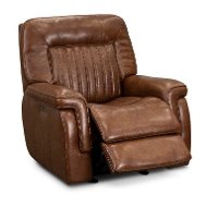 Stampede Brown Leather Power Glider Recliner