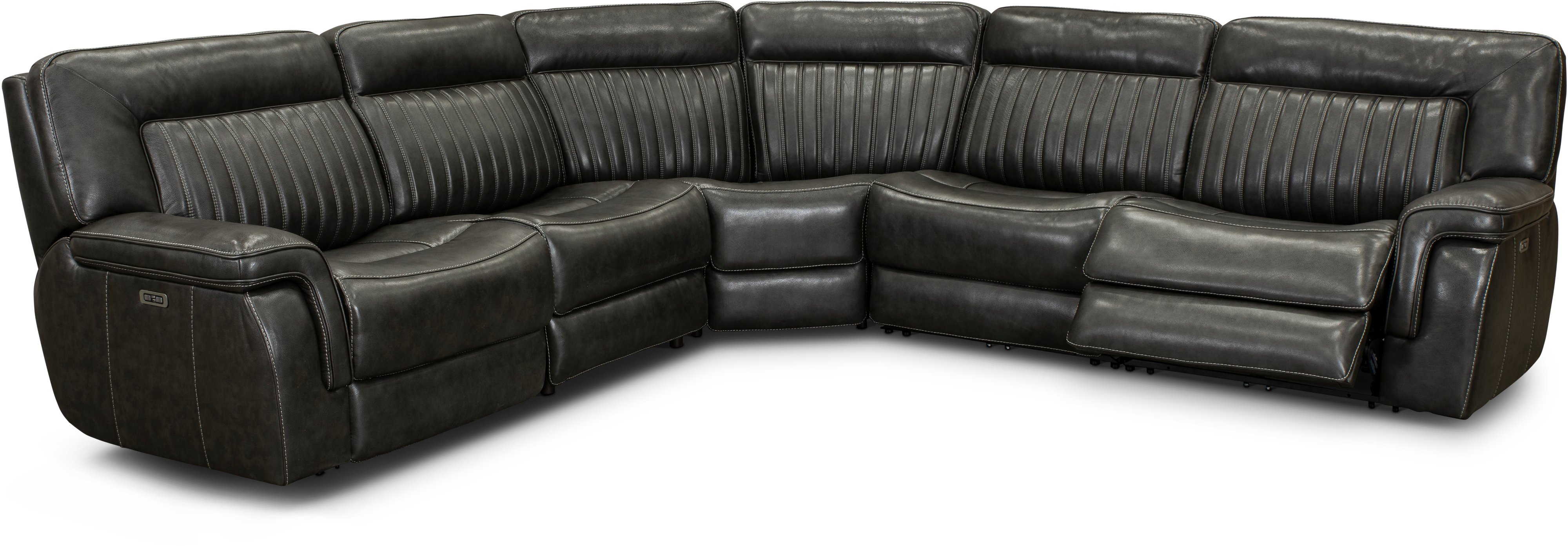 Stampede Charcoal Gray 5 Piece Power Reclining Sectional-1