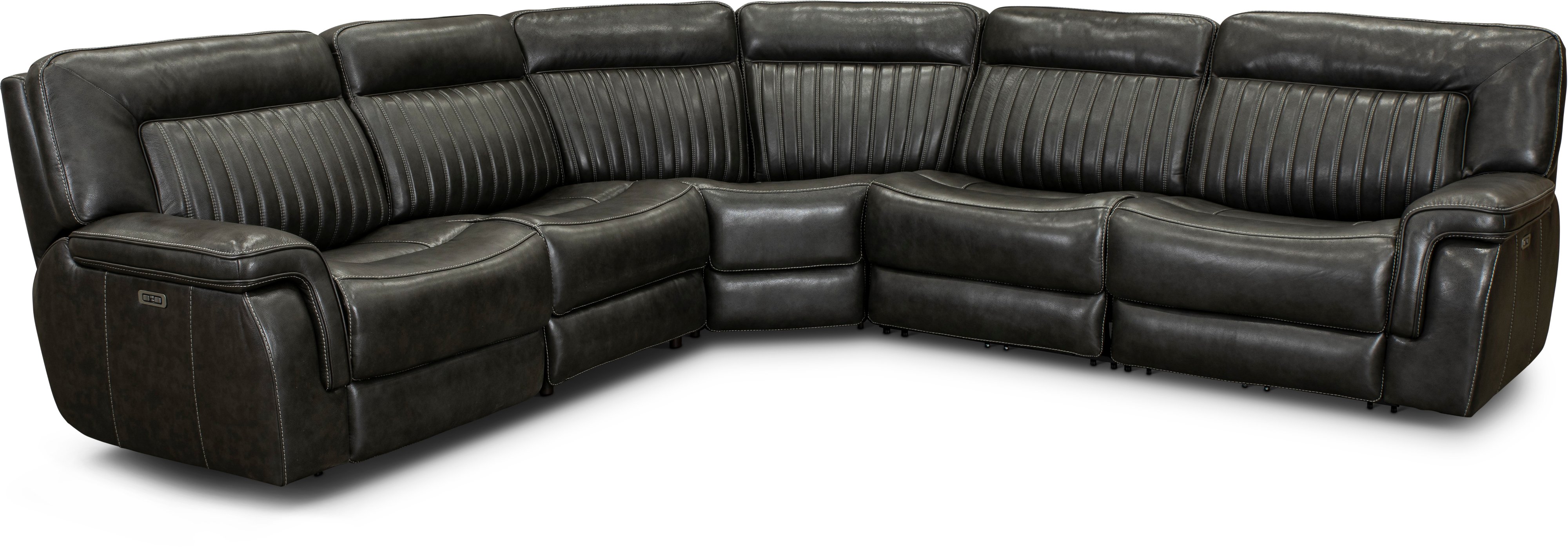 Stampede Charcoal Gray 5 Piece Power Reclining Sectional-3