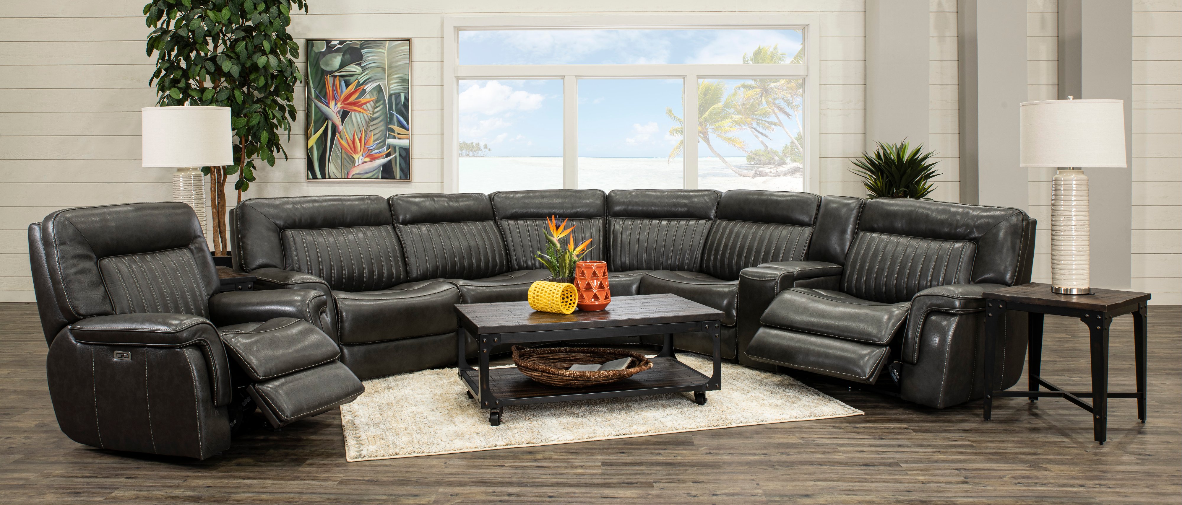 Stampede Black 6 Piece Power Reclining Sectional-2