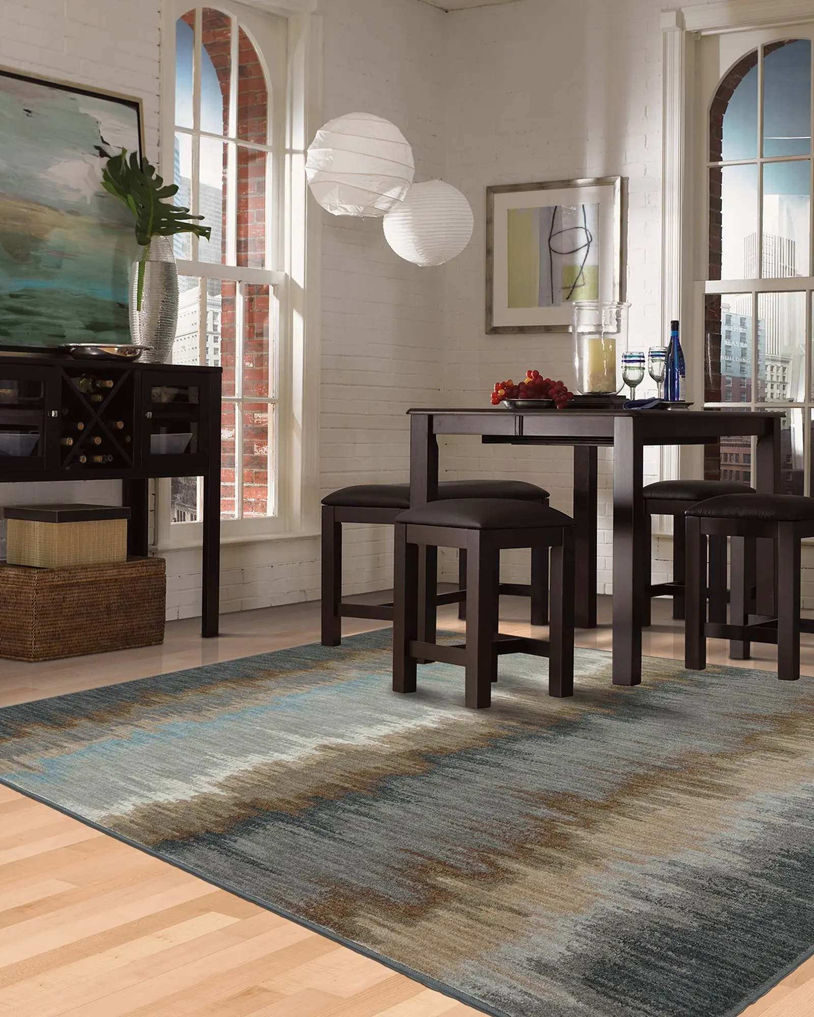 90261-880 Euphoria 5 x 8 Cashel Abyss Blue and Gray Area Rug-2