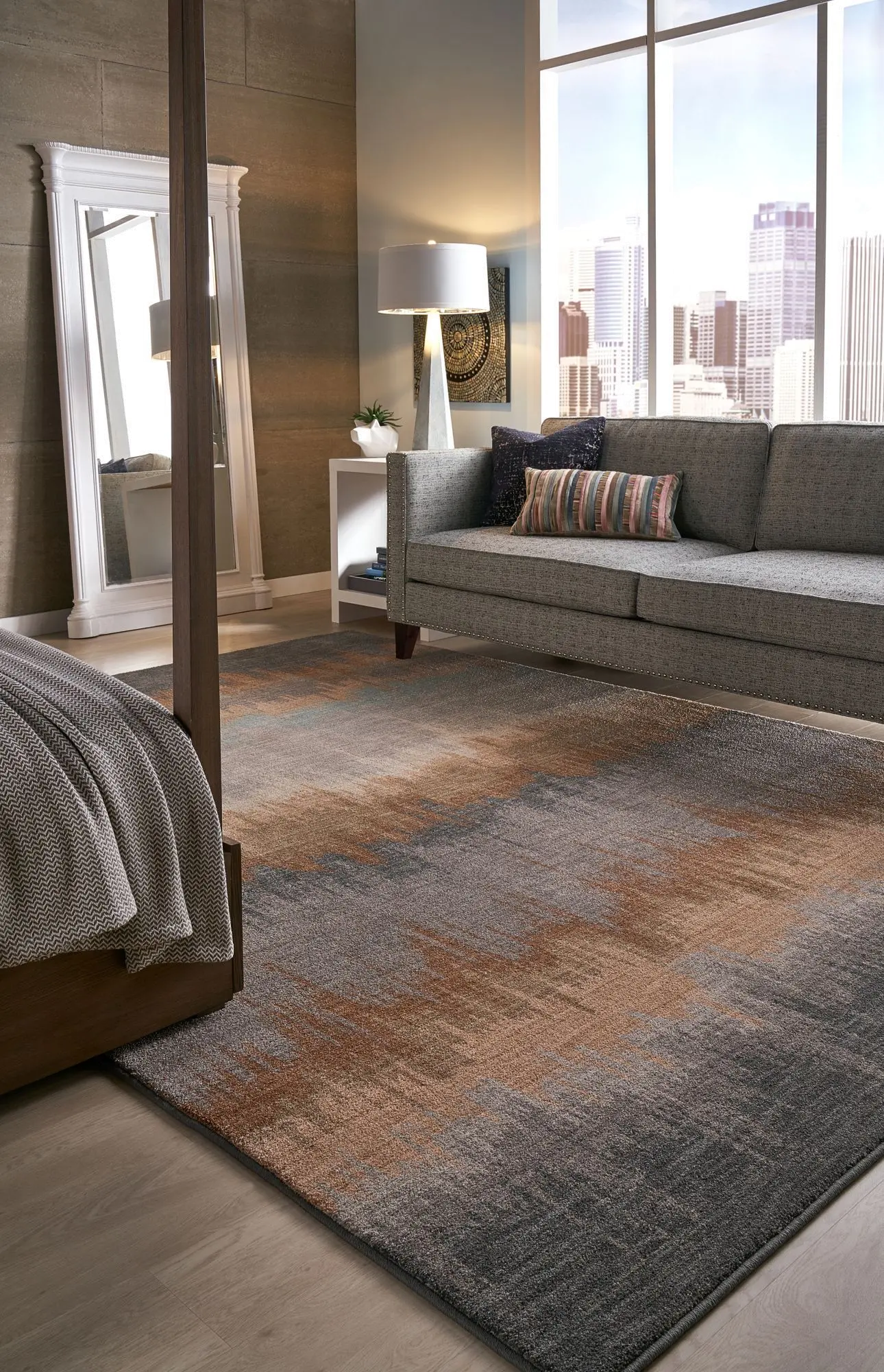 90261-880 Euphoria 5 x 8 Cashel Abyss Blue and Gray Area Rug-3