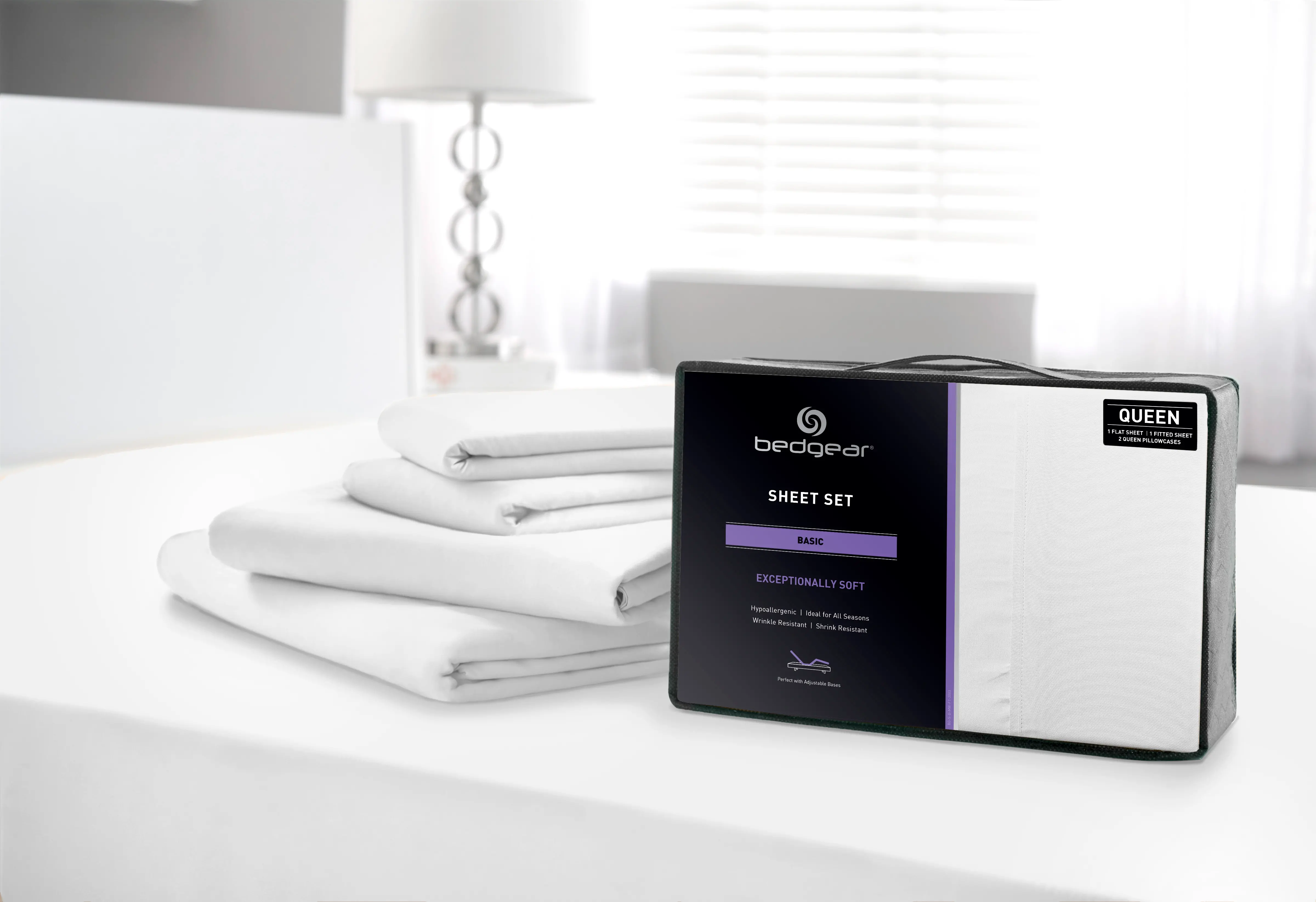 BGS11AMWFF Bedgear White Microfiber Full Bed Sheets-1