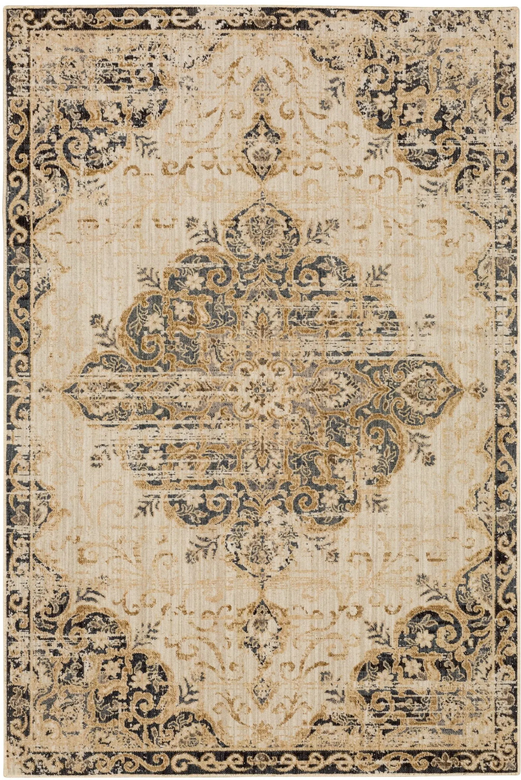 92154-80285 5 x 8 Medium Vesuvius Sand Medallion Area Rug - Alexandria-1