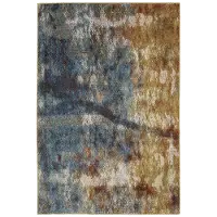 8 x 10 Large Contemporary Blue and Gold Area Rug - Venice