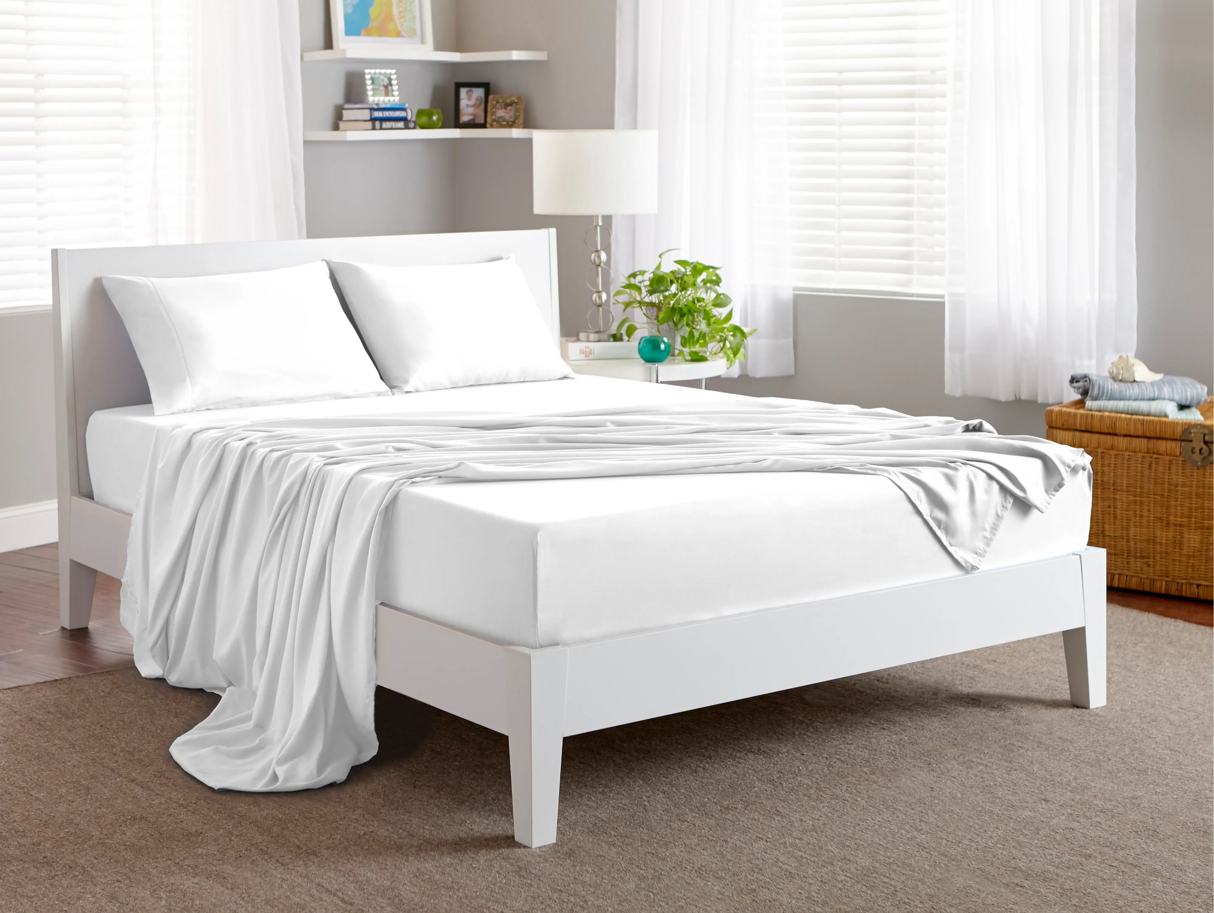 BGS11AMWFK Bedgear White Microfiber King Bed Sheets-3