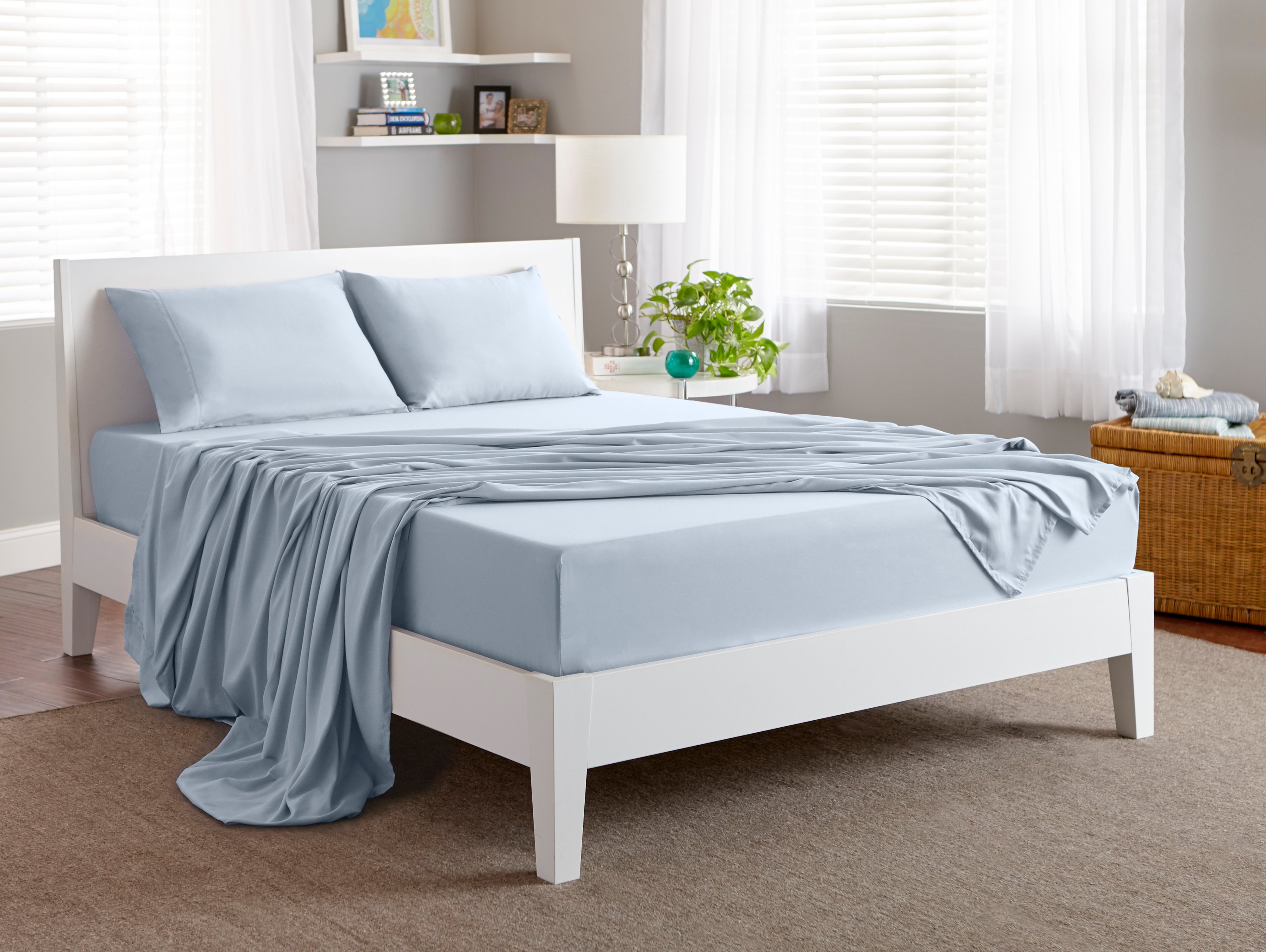 S11TBMW14 Bedgear Gray Blue Microfiber Cal-King Bed Sheets-2