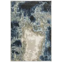 8 x 10 Large Abstract Blue and Beige Area Rug - Venice