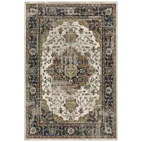 5 x 8 Medium Beige Distressed Medallion Area Rug - Venice