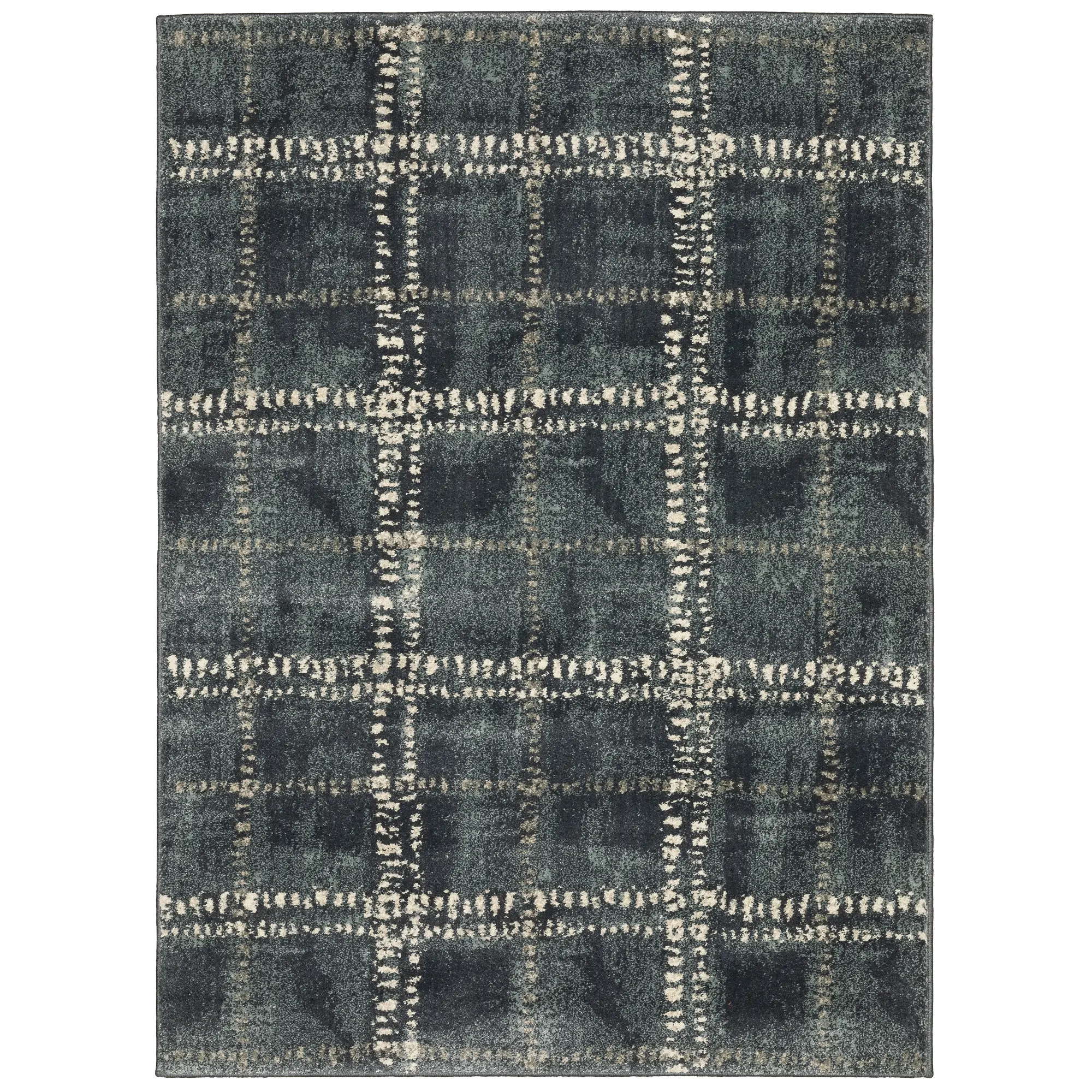 8 x 10 Large Blue and Ivory Casual Area Rug - Carson-1