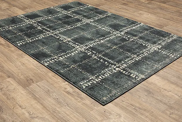 8 x 10 Large Blue and Ivory Casual Area Rug - Carson-2