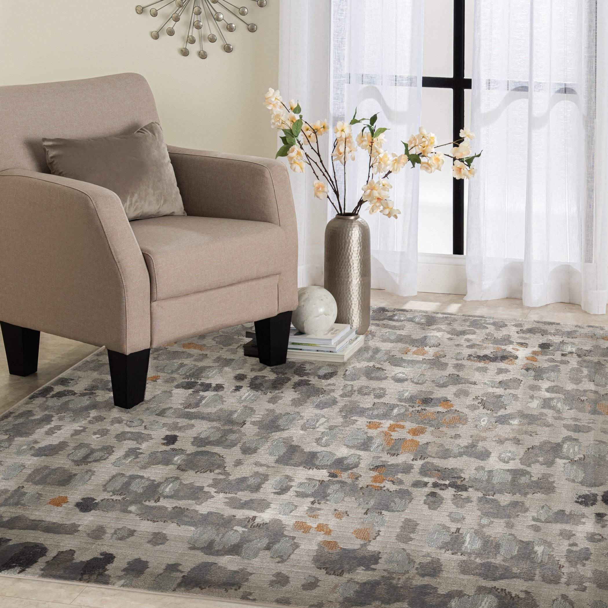 8 x 10 Large Abstract Gray and Gold Area Rug - Adore-2