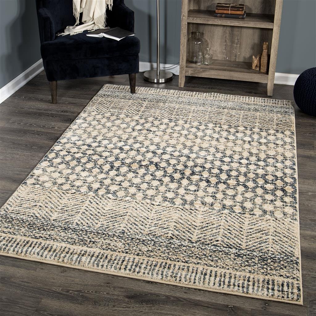 8225-5X8 5 x 8 Medium Arrowhead Light Blue and Beige Area Rug - Adagio-2