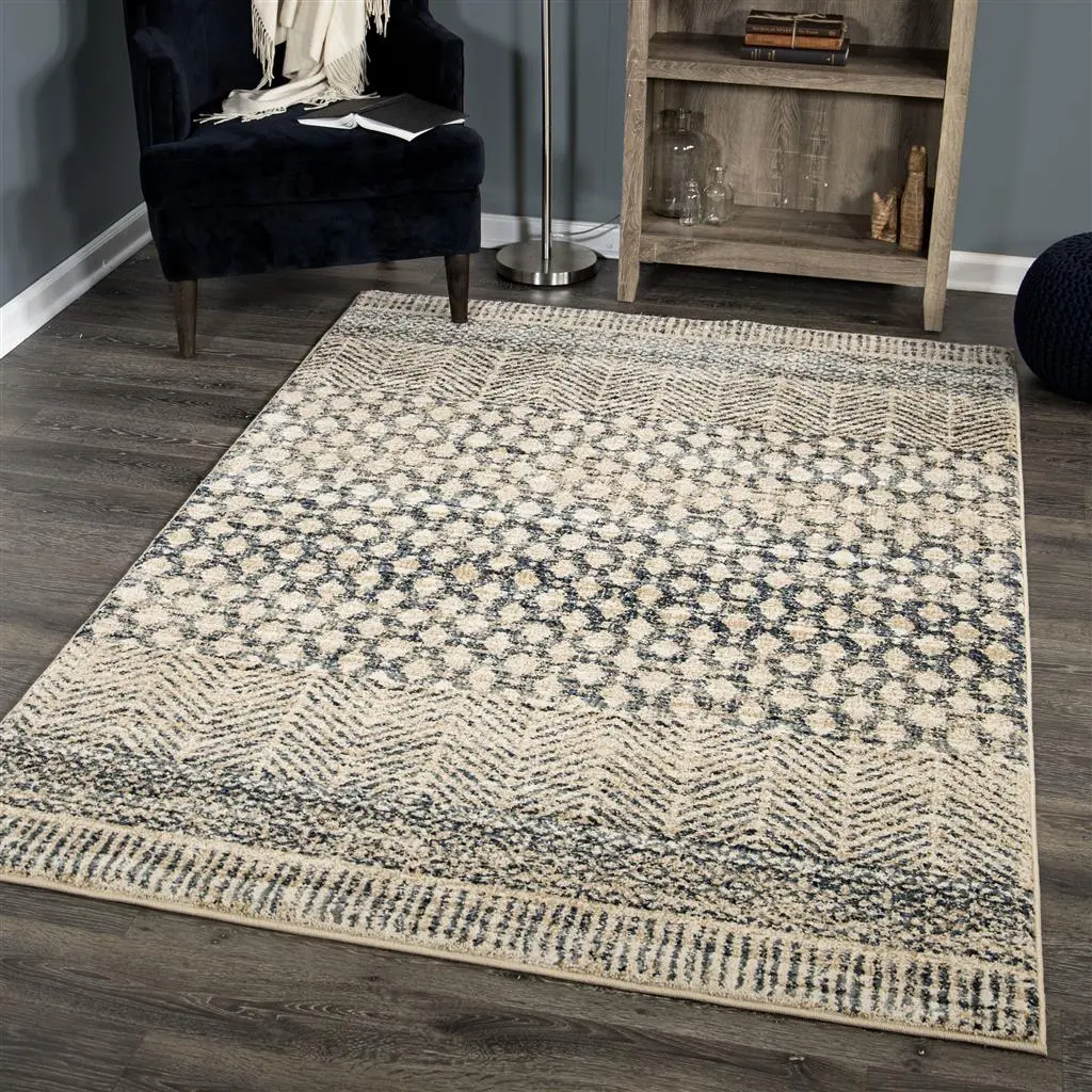 8225-5X8 5 x 8 Medium Arrowhead Light Blue and Beige Area Rug - Adagio-2
