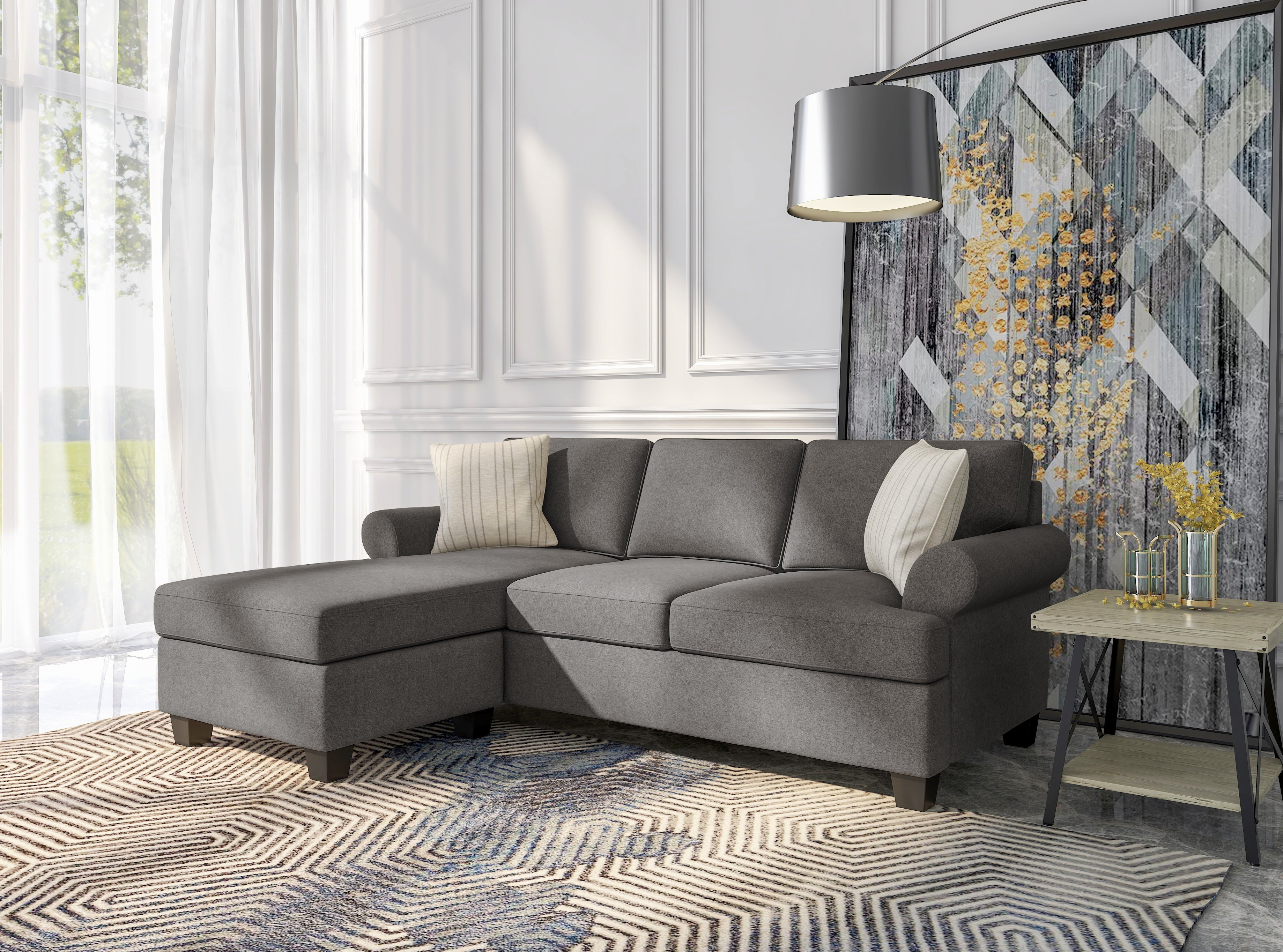 Tranquility Dark Gray Queen Sofa Bed with Chaise-1