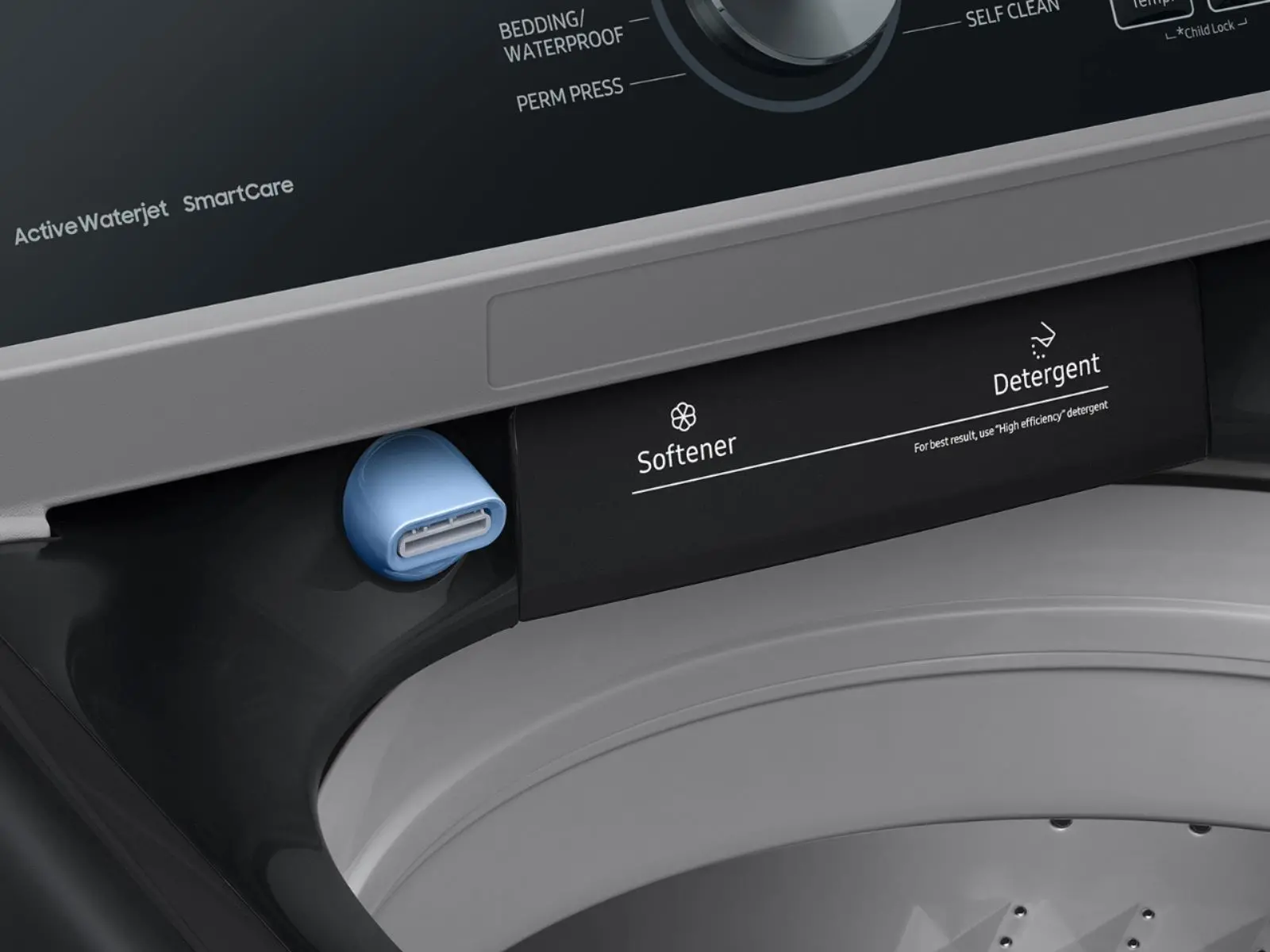 WA44A3405AV Samsung High-Efficiency Top Load Washer with ActiveWave Agitator and Active WaterJet - Brushed Black 4.4 cu. ft.-3