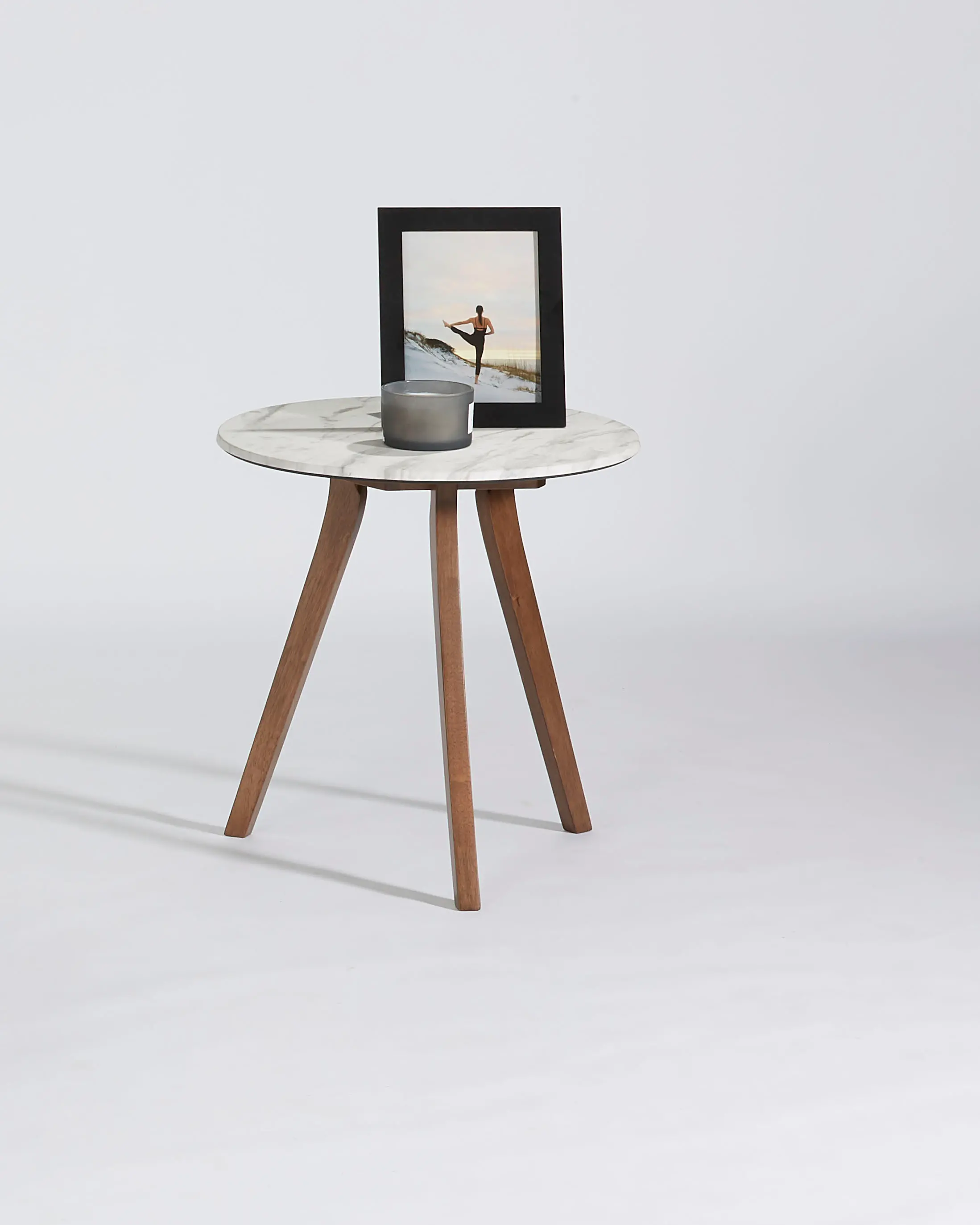 Pixie Contemporary Round End Table with White Top-2