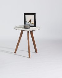 Pixie Contemporary Round End Table with White Top-2