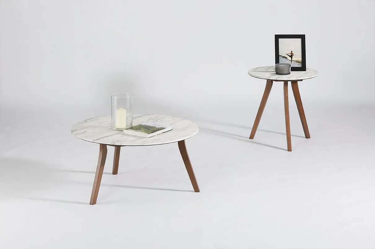 Pixie Contemporary Round End Table with White Top-3