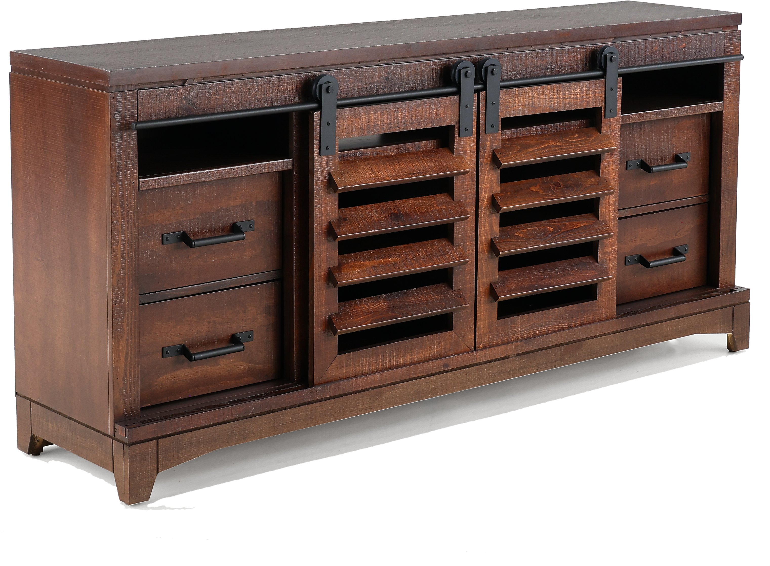 Modern Dark Brown 72 Inch TV Stand - Barndoor-2