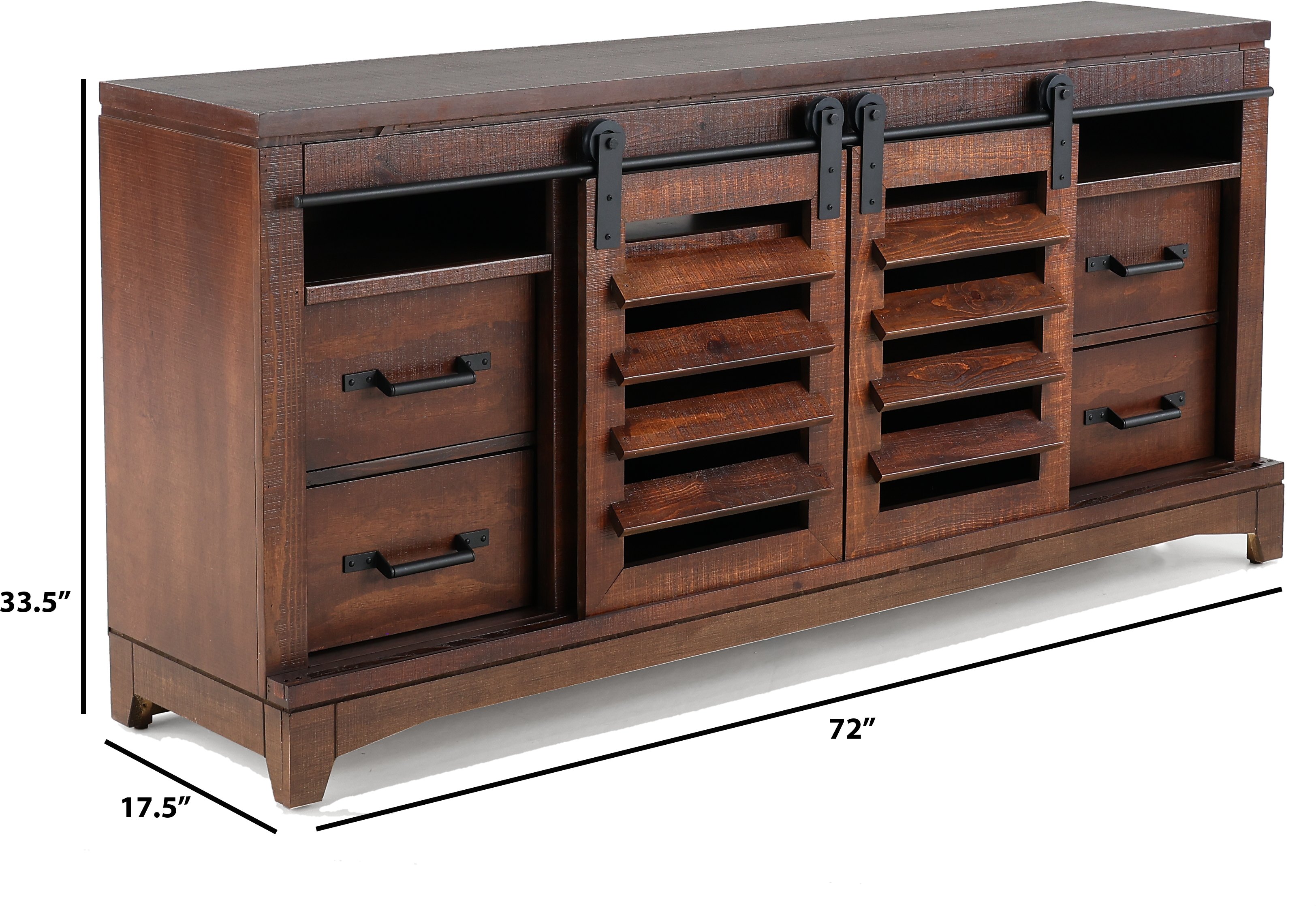 Modern Dark Brown 72 Inch TV Stand - Barndoor-3